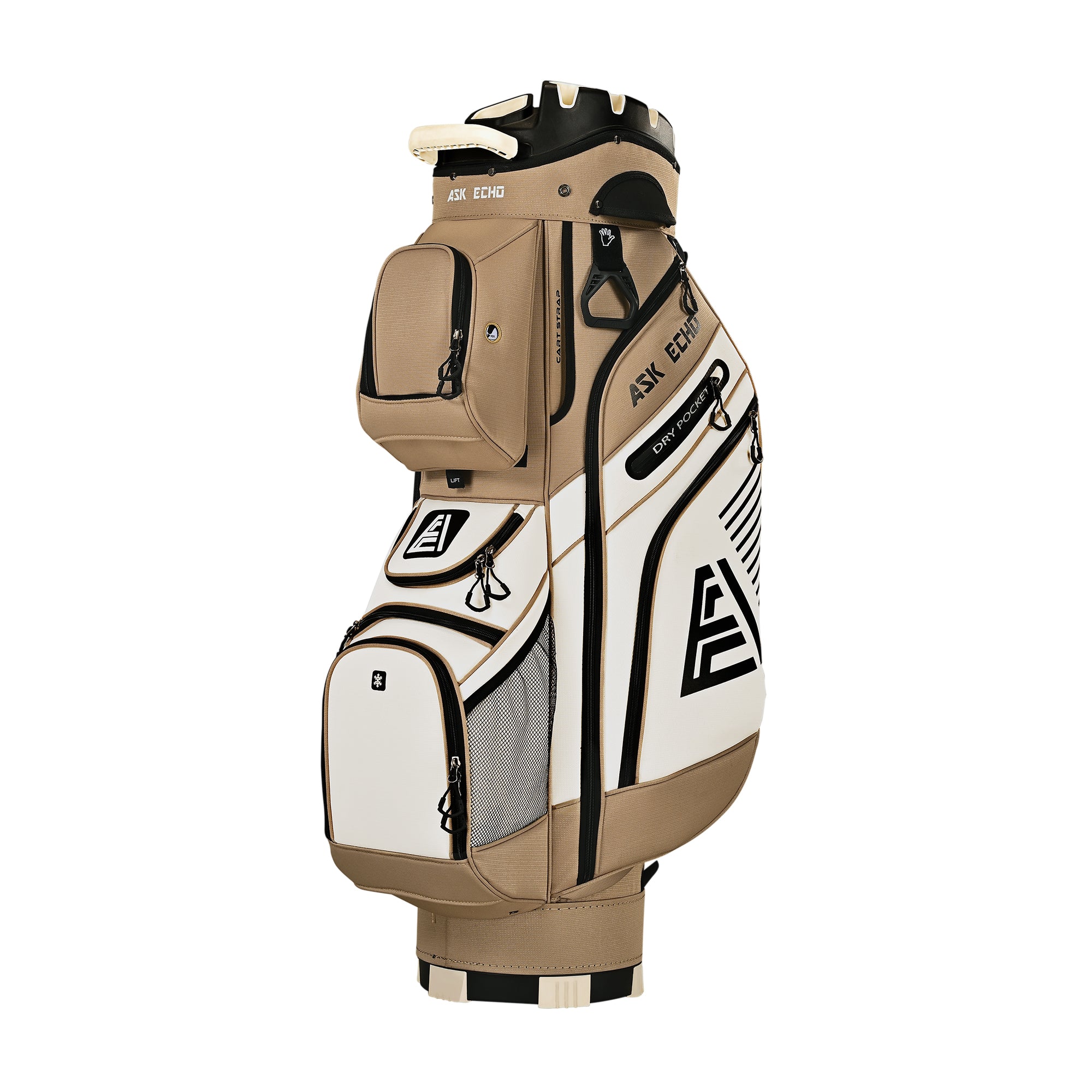 Ask Echo T-LOCK 3.0 14 Way Organizer Dividers Golf Quiet Cart Bag / Toasted Almond