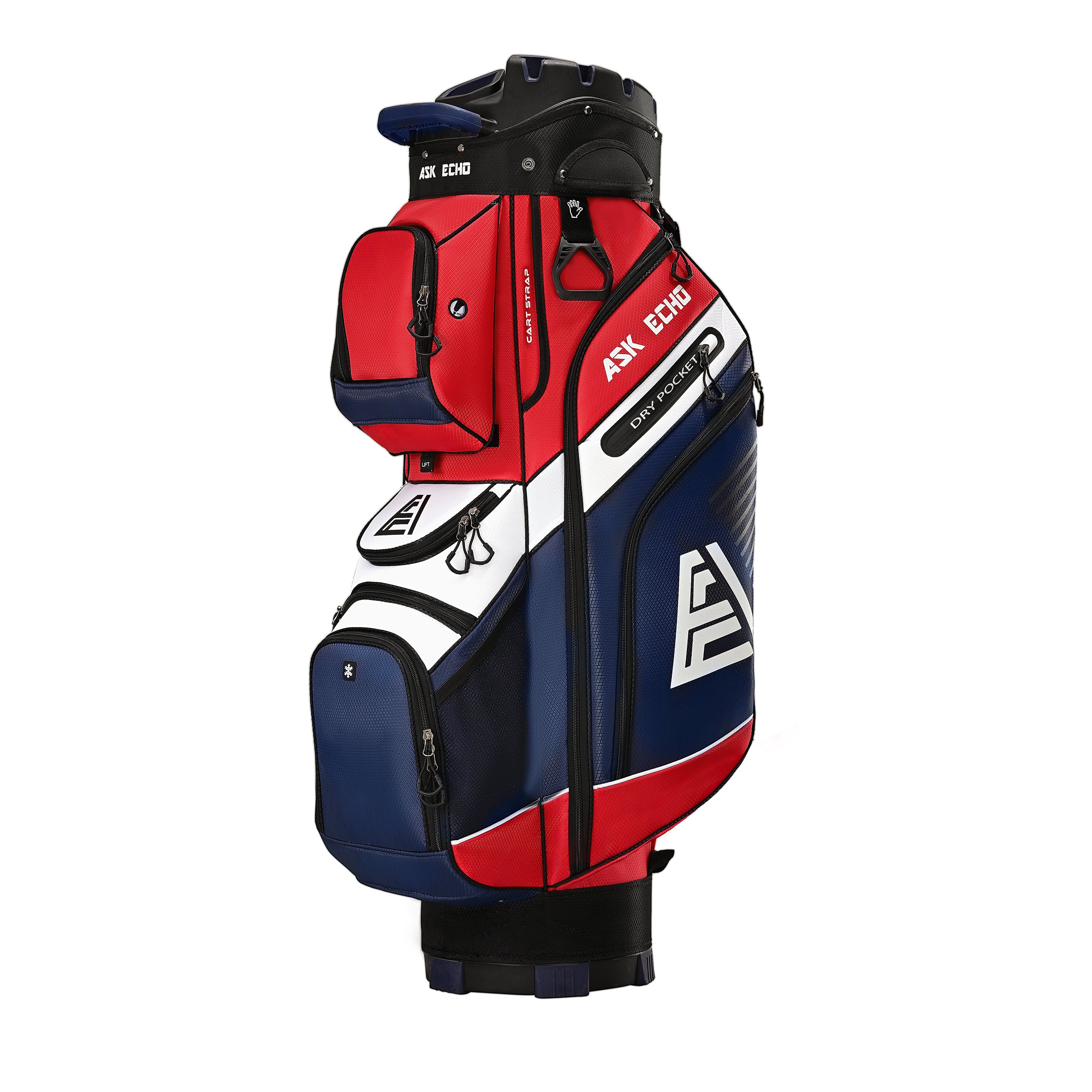Ask Echo T-LOCK 2.0 14 Way Organizer Dividers Golf Soundless Cart Bag / Navy