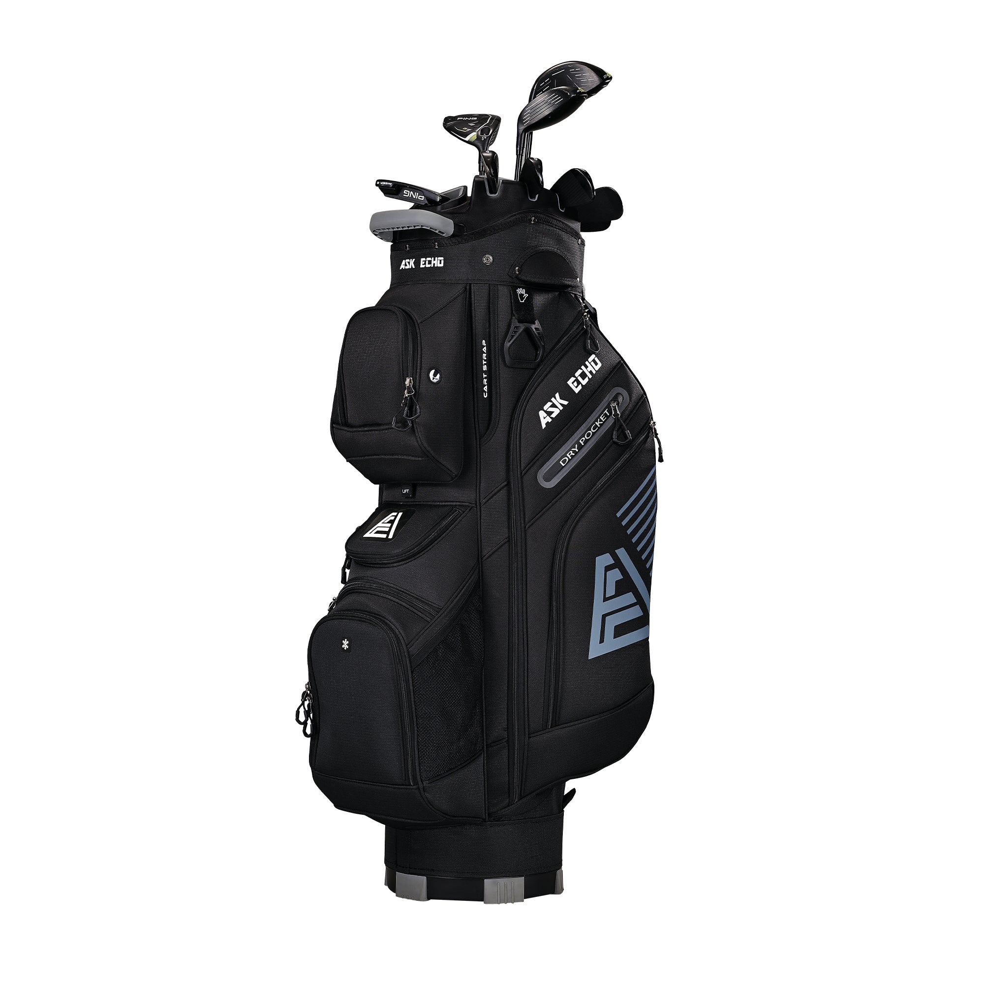Ask Echo T-LOCK 3.0 14 Way Organizer Dividers Golf Quiet Cart Bag / Black