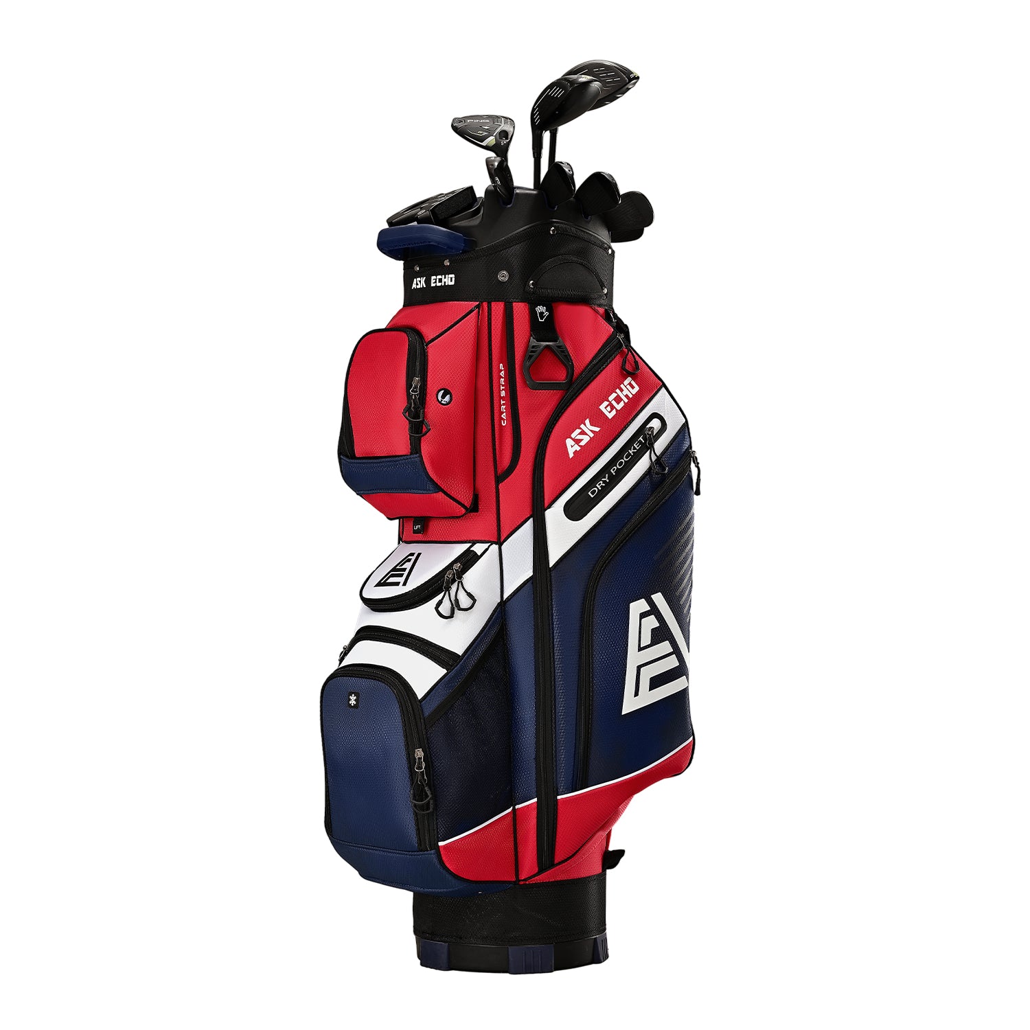 Ask Echo T-LOCK 2.0 14 Way Organizer Dividers Golf Soundless Cart Bag / Navy