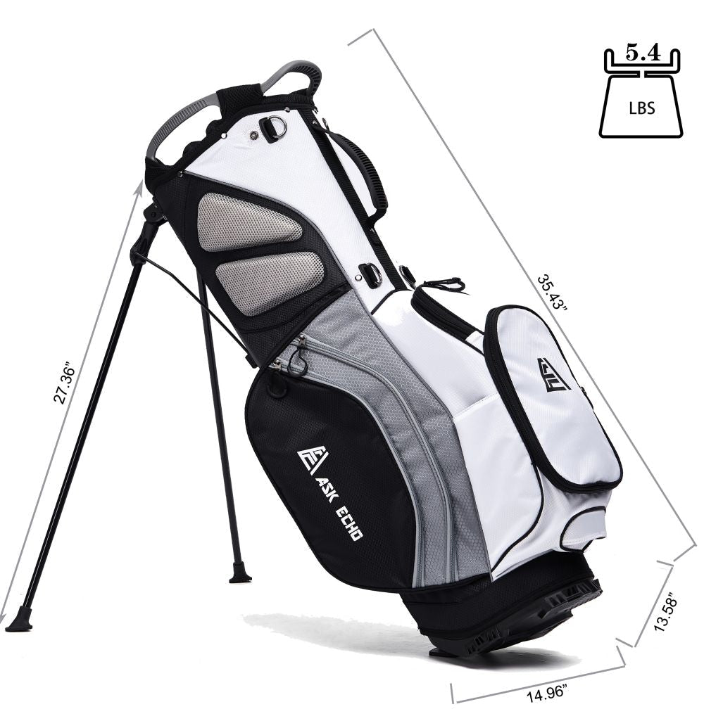 Ask Echo BLAZER 2.0 14 Way Full Length Dividers Golf Organizer Stand Bag / White