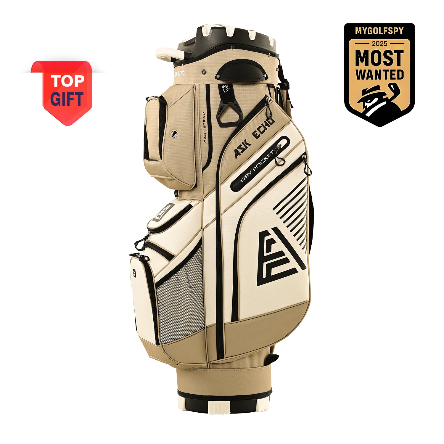 Ask Echo T-LOCK 3.0 14 Way Organizer Dividers Golf Quiet Cart Bag / Toasted Almond