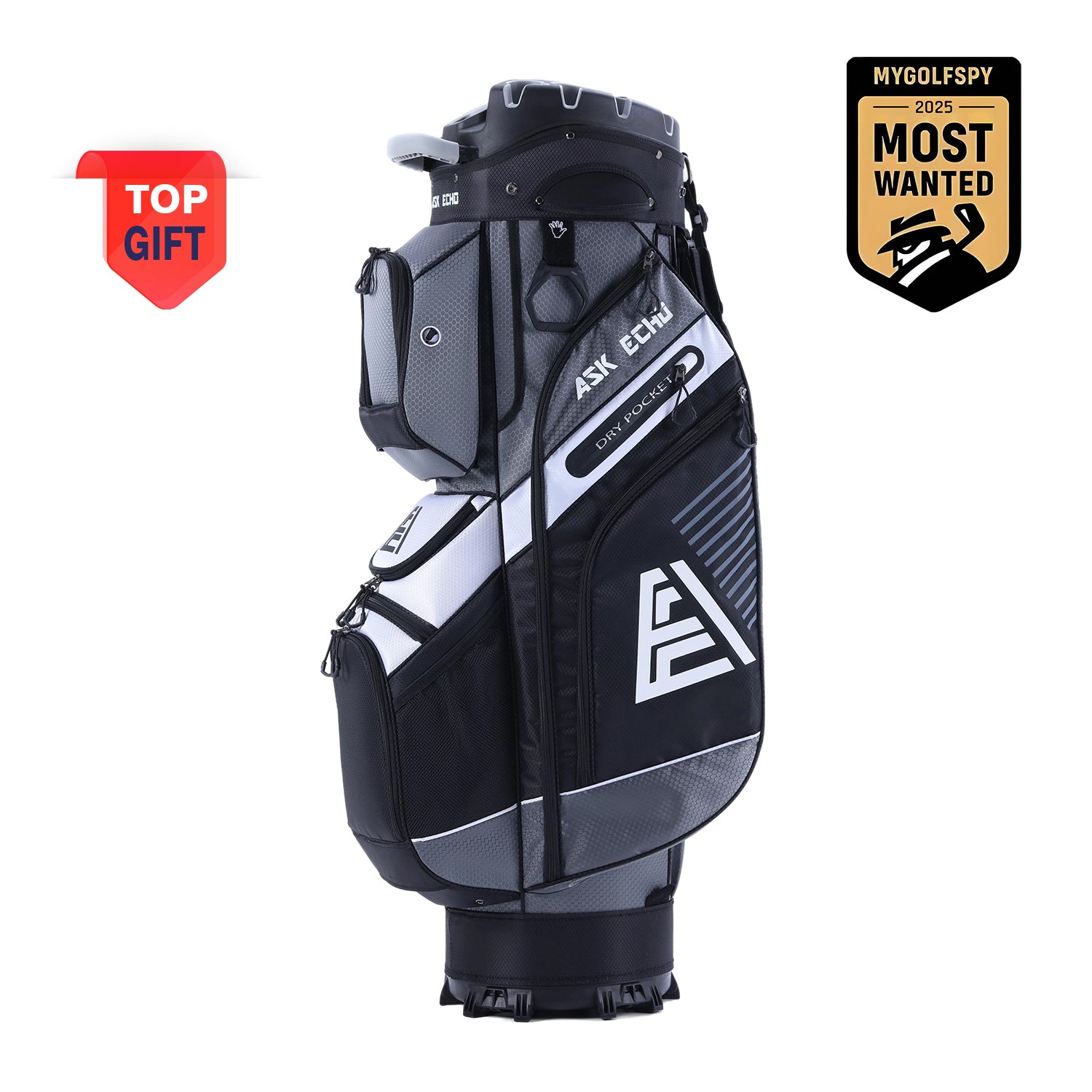 Golf Cart Bag T-LOCK 2.0 With 14 Way Organizer Divider Top / Grey