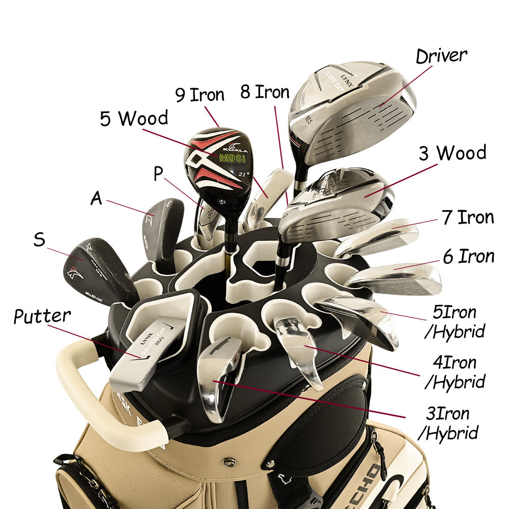 Ask Echo T-LOCK 3.0 14 Way Organizer Dividers Golf Quiet Cart Bag / Toasted Almond