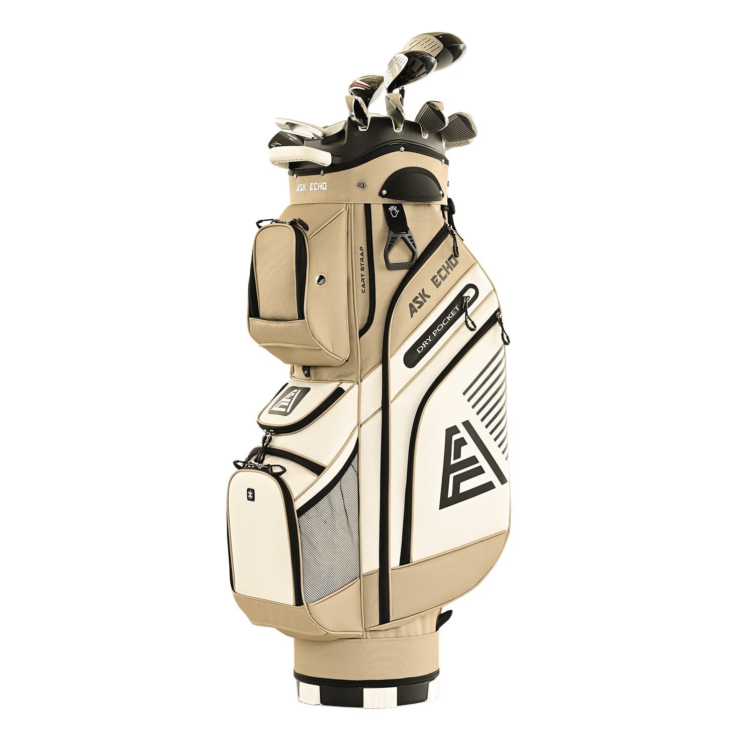 Ask Echo T-LOCK 3.0 14 Way Organizer Dividers Golf Quiet Cart Bag / Toasted Almond