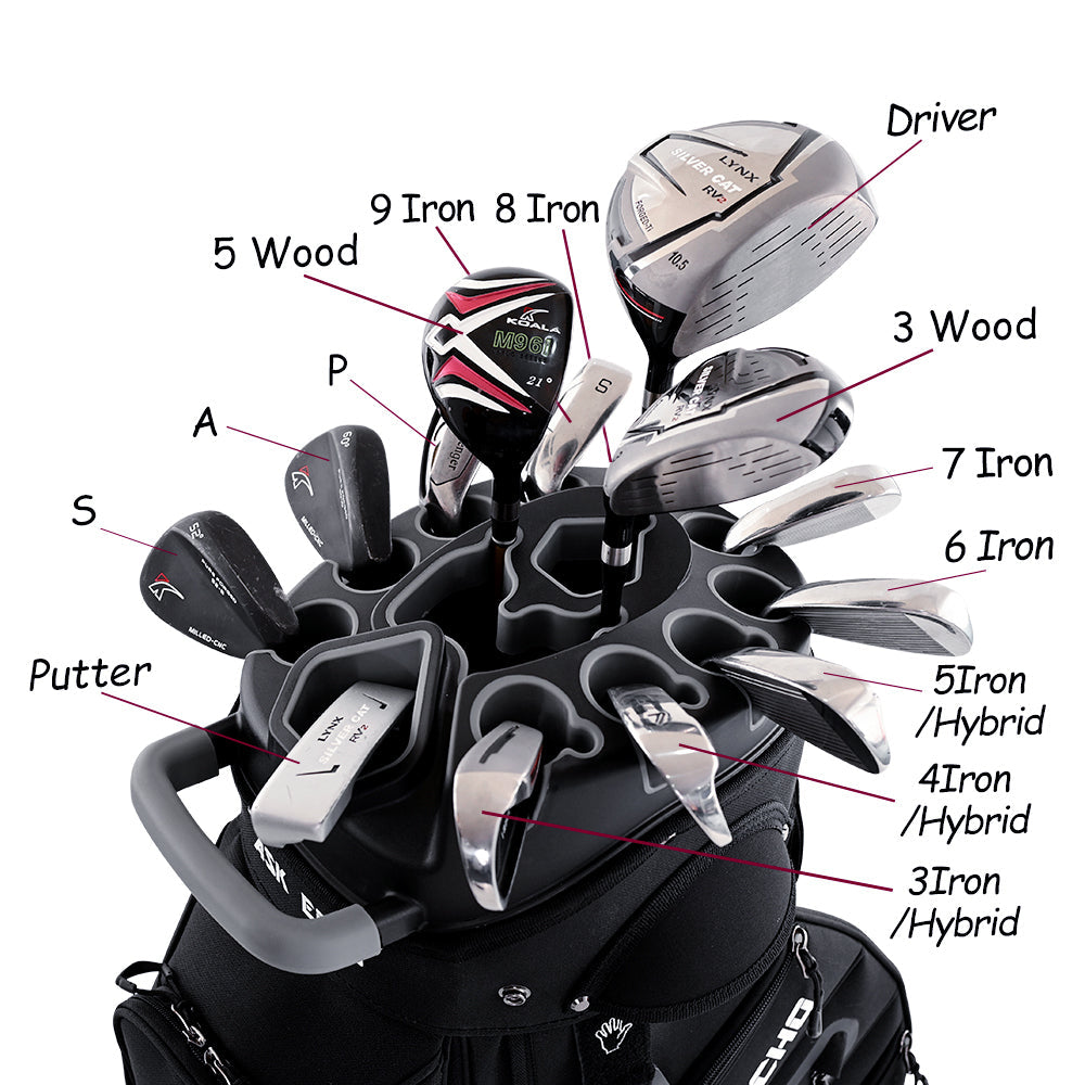 Ask Echo T-LOCK 3.0 14 Way Organizer Dividers Golf Quiet Cart Bag / Black