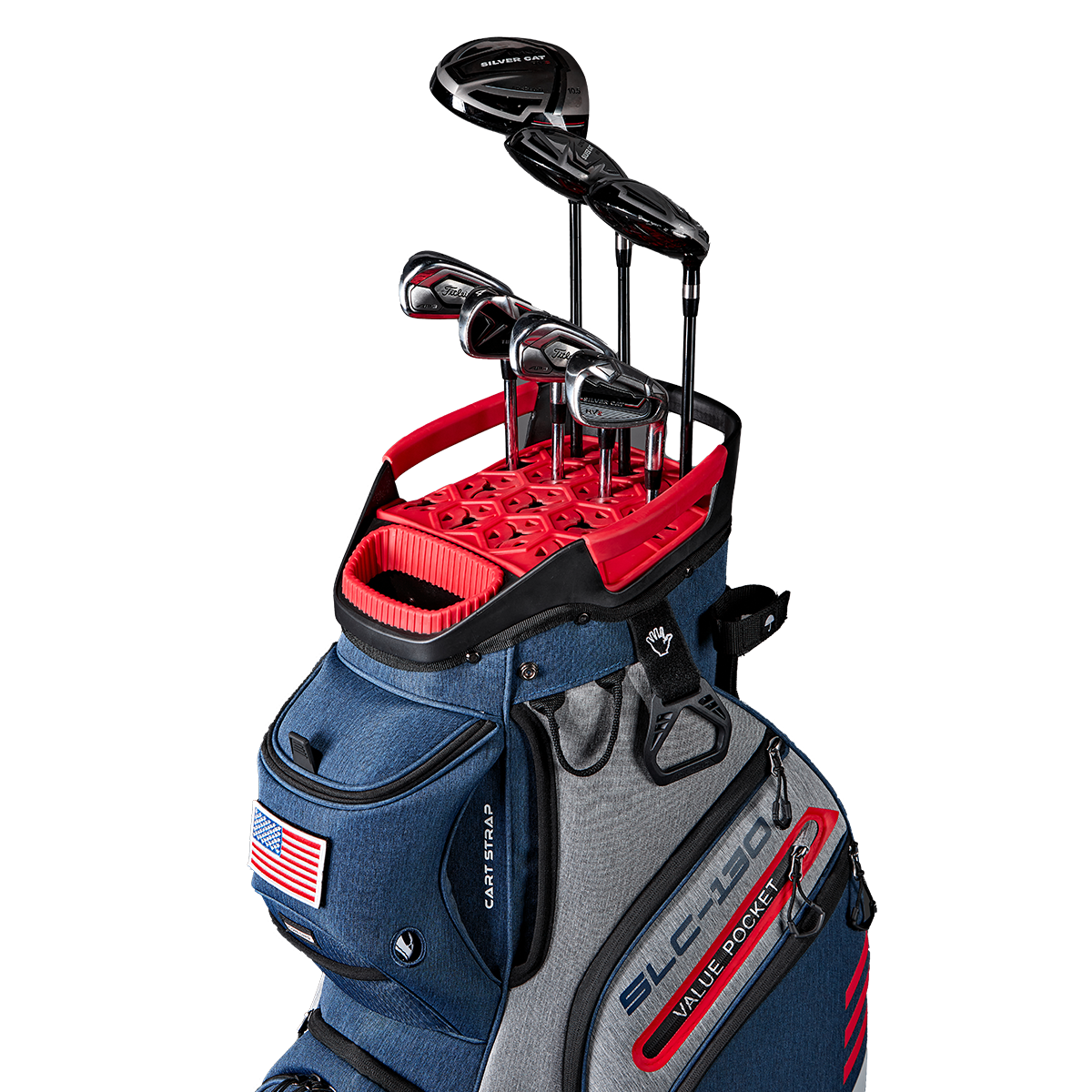 Ask Echo 2024 SLC-130 15 Way Full Length Dividers Golf Quiet Cart Bag/Navy