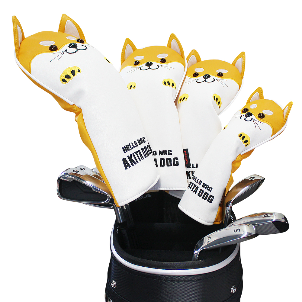 Askecho PU Leather Cute Akita Golf Wood Head Cover