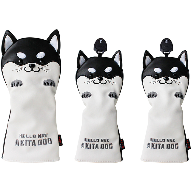 Askecho PU Leather Cute Akita Golf Wood Head Cover