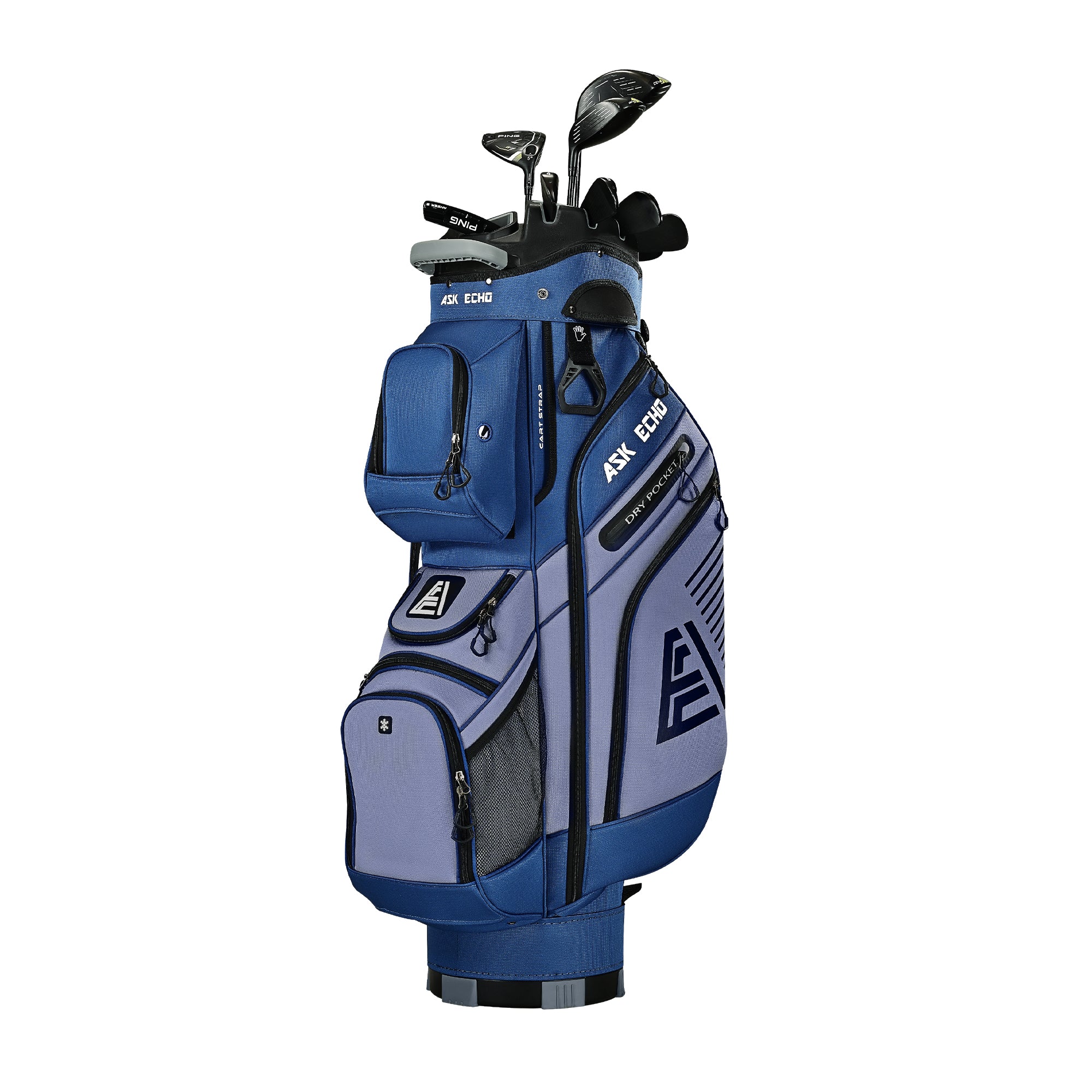 Ask Echo  T-LOCK 3.0 14 Way Organizer Dividers Golf Quiet Cart Bag / NavyGrey