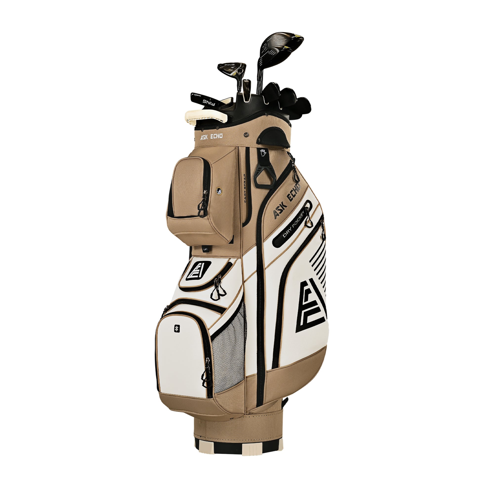 Ask Echo  T-LOCK 3.0 14 Way Organizer Dividers Golf Quiet Cart Bag / Toasted Almond
