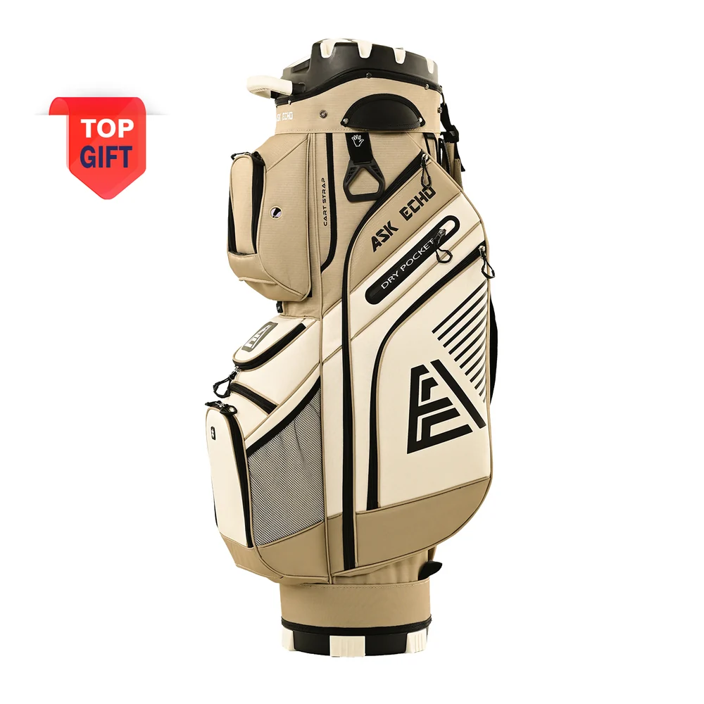 Ask Echo  T-LOCK 3.0 14 Way Organizer Dividers Golf Quiet Cart Bag / Toasted Almond