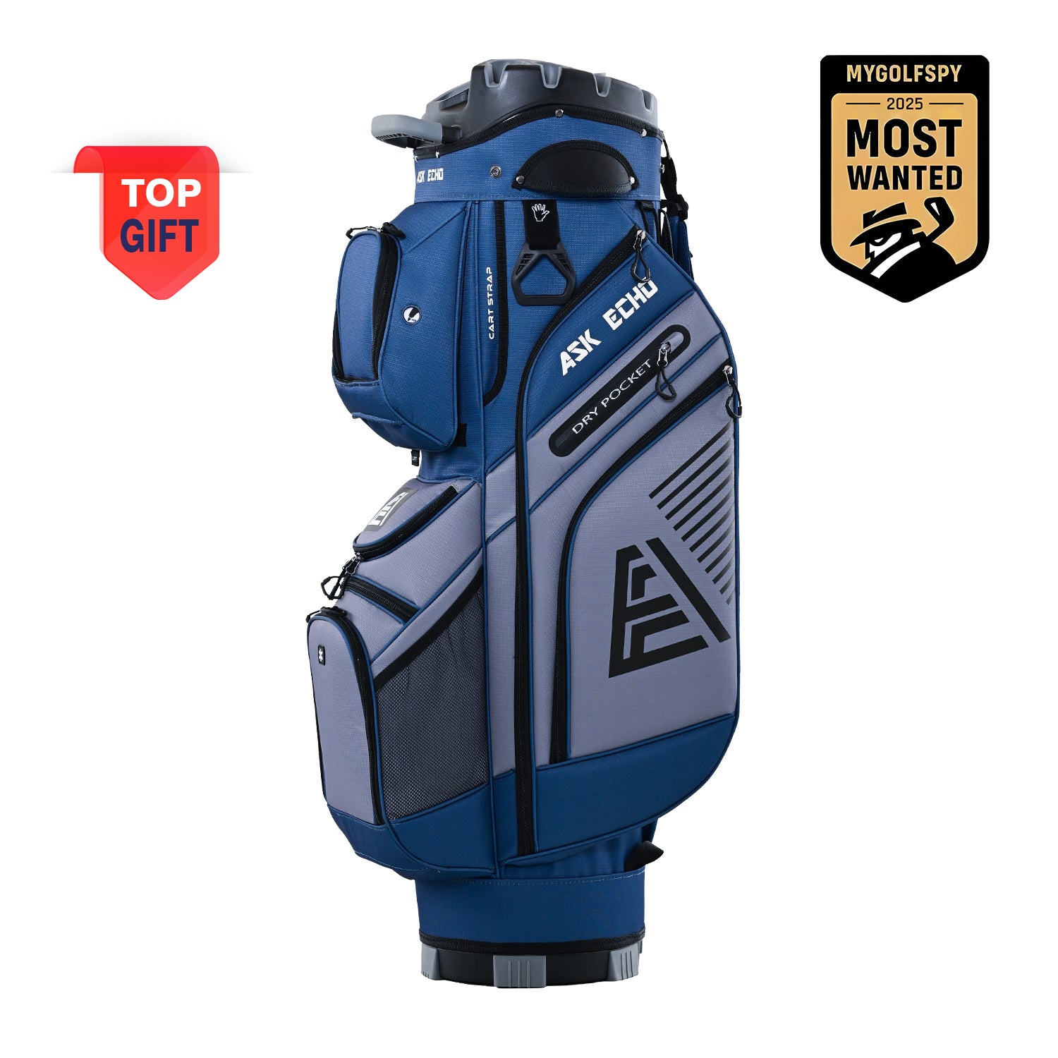 Golf Cart Bag T-LOCK 2.0 With 14 Way Organizer Divider Top / Grey