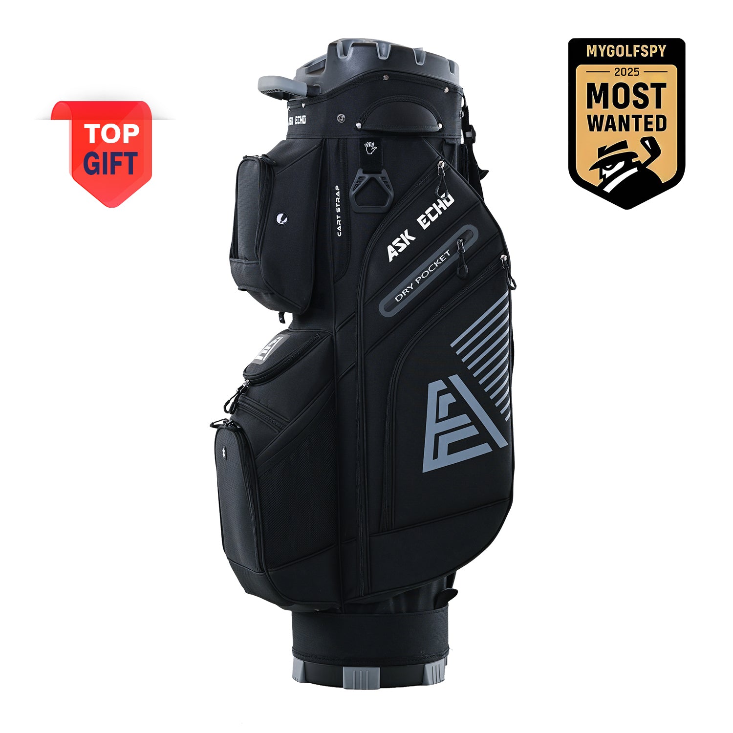 Golf Cart Bag T-LOCK 2.0 With 14 Way Organizer Divider Top / Grey